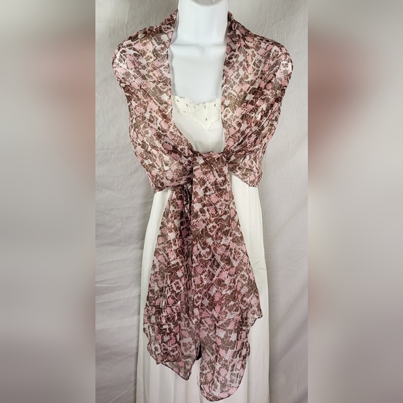 BIG BUDDHA Pink and Brown Crackle Pattern Lightweight Scarf - 72 x 20 - Picture 3 of 6